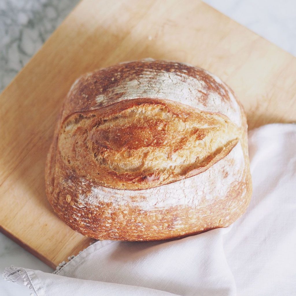 Sourdough bread on cloth