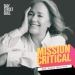 Arlene Dickinson in white shirt with Mission Critical branding