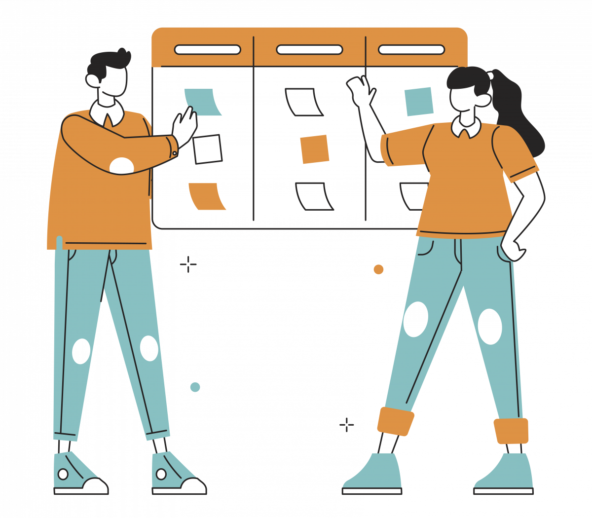 Illustration of a power couple working together