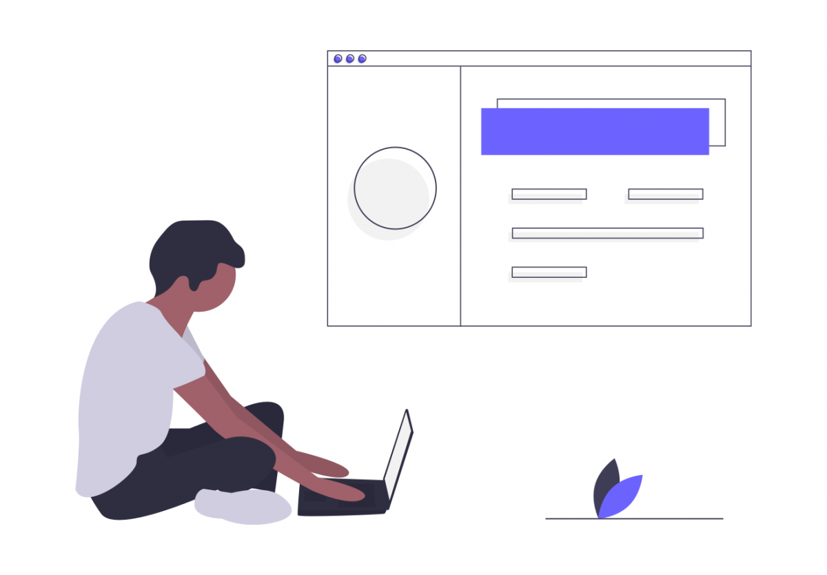 Graphic of a web developer to represent making websites accessible